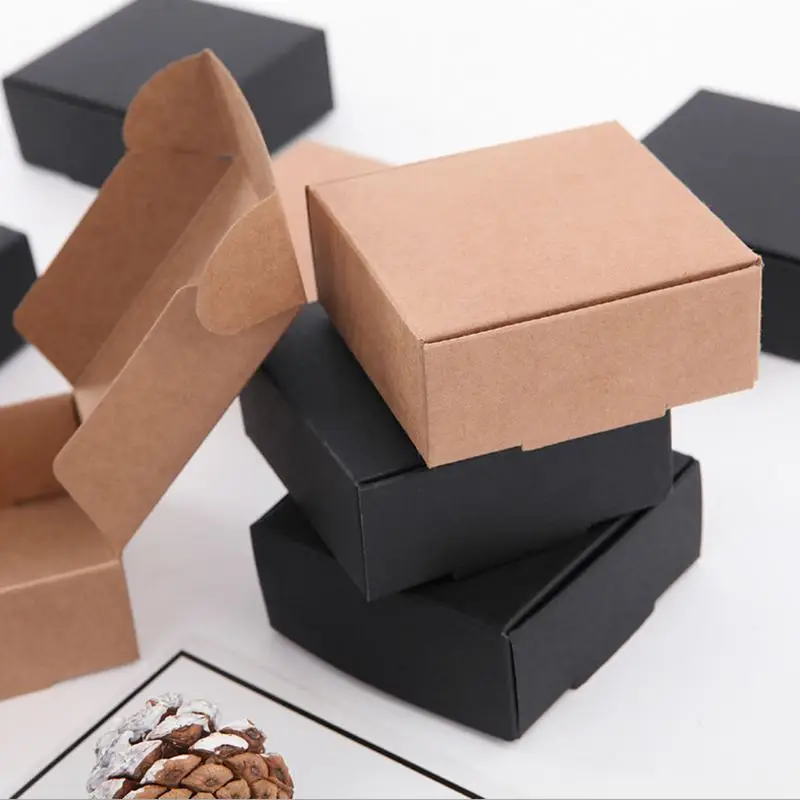 Size 7*7*2.2cm black white brown cardboard handmade soap box gift boxes birthday party decorations kids/boite ronde en carton