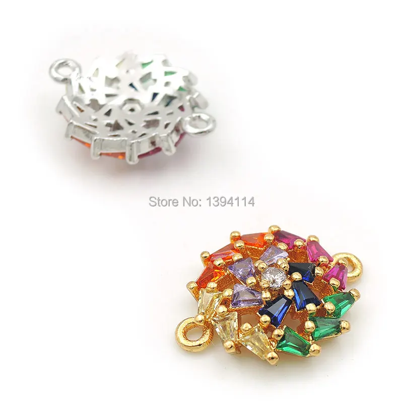 17*14*3mm Micro Pave T-CZ Of Mixing Colors Sun Connector Fit For Women As DIY Bracelets Accessory