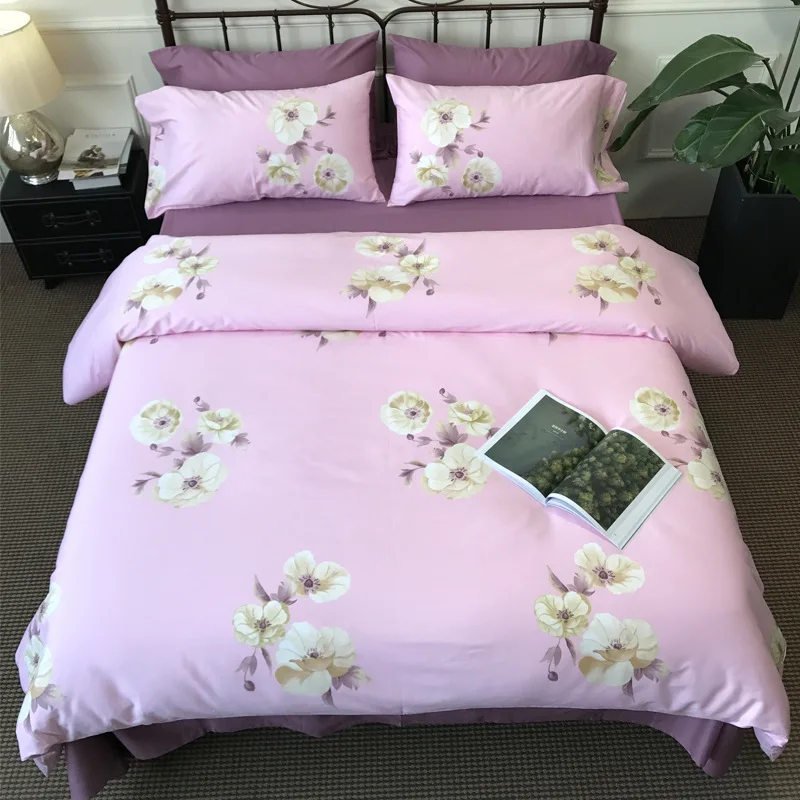 2018 New high quality fresh and Satin drill bedding set 100% cotton bed linen duvet cover sets 4pcs