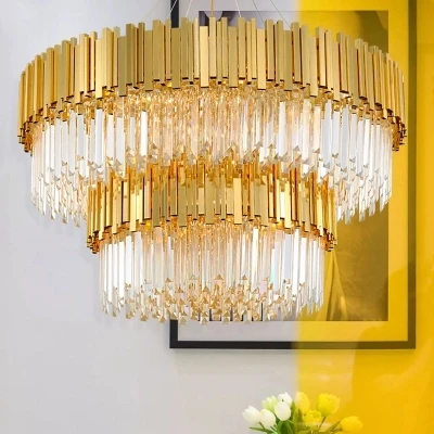 Modern Luxury Golden Chandeliers Hanging Light Crystal Chandelier Lighting Fixture for Home Hotel Restaurant KTV Decor