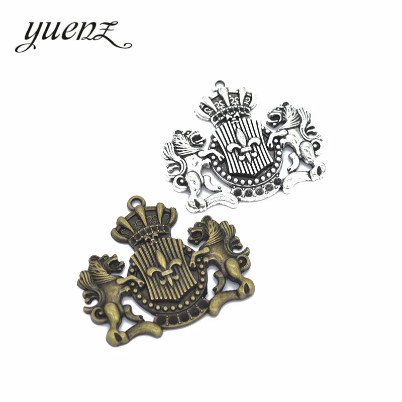 YuenZ 2pcs Zinc Alloy Antique Silver color lion Crown Charms Pendants Jewelry Findings For DIY Choker Necklace Bracelet N212