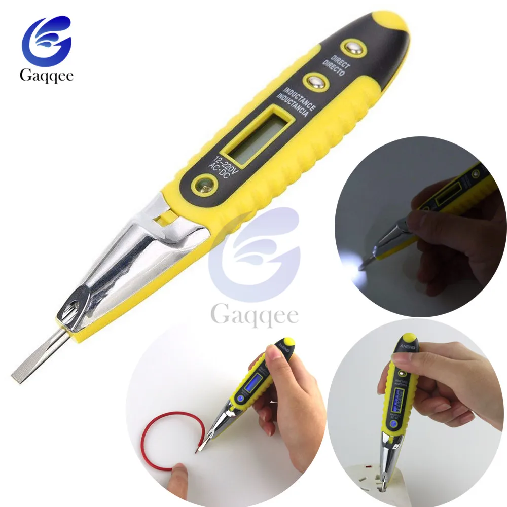 Digital Test Pencil Multifunction AC DC 12-250V Tester Electrical LCD Display Voltage Detector Contact Test Pen for Electrician