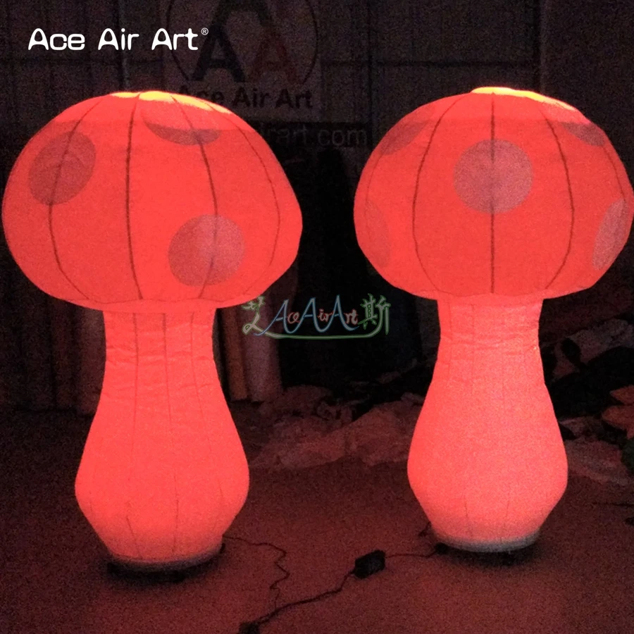 1.5m H Inflatable Mushroom Balloon Led Pop Up Mushroom Replica with 16 Changing Colors for Yard Decoration