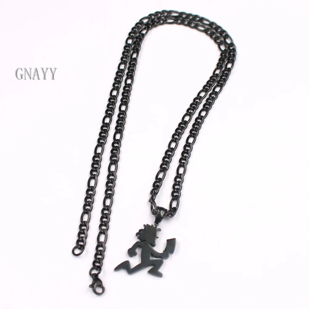 stainless steel MINI 1\'\' HATCHETMAN ICP Pendant Necklace Curb chain Black punk jewelry