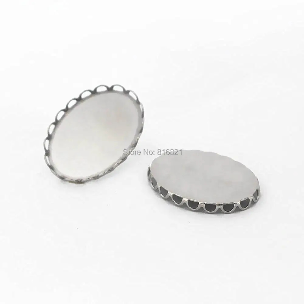 

18x25mm Stainless Steel Oval Lace Bezel Cabochons bases Settings Blanks Findings DIY Crafts for Floating Charm Lockets Making