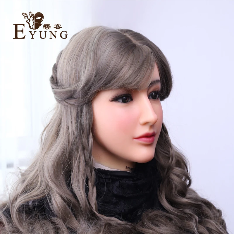 EYUNG silicone mask female Ful Head Alice female face mask with light makeup for crossdresser Masquerade Hide facial scars