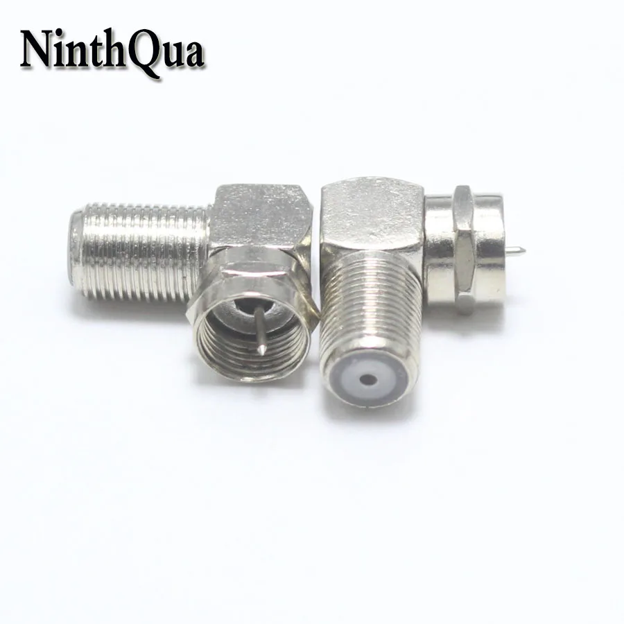 2pcs F Head TV Male Plug to Female jack Closed-circuit Joint Plug Right Angle Antennas TV F Coaxial Plugs Adapter Connector