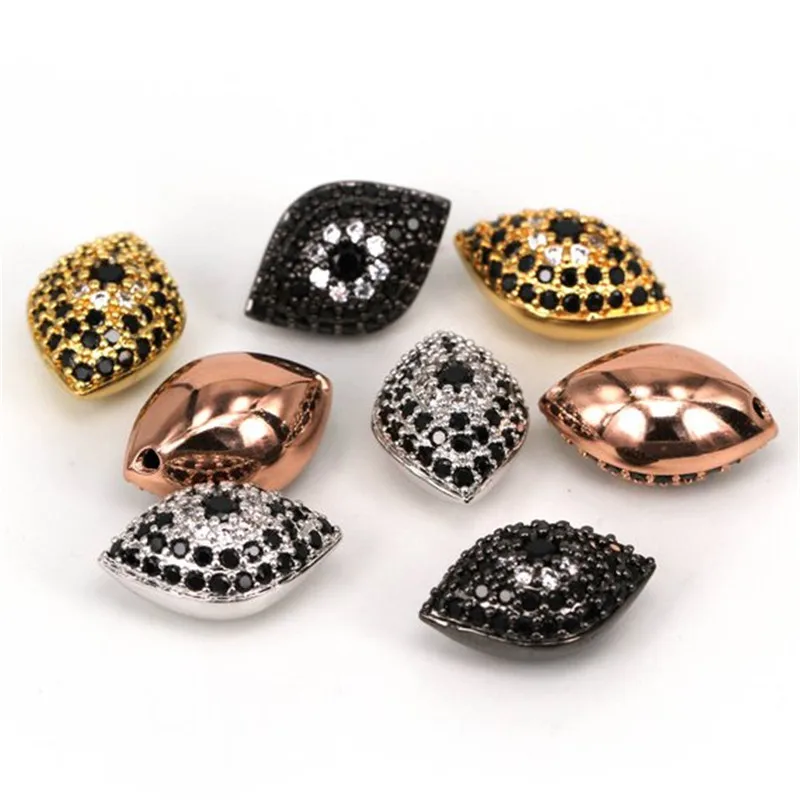 CZ Evil eyes  shape micro pave bead/Cubic Zircon CZ space beads for Unisex bracelet jewelry Wholesale