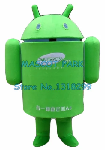 Xanh Android Linh Vật Trang Phục Tùy Chỉnh Hình Nhân Vật Hoạt Hình Cosply Cỡ Người Lớn Carnival Trang Phục 3320