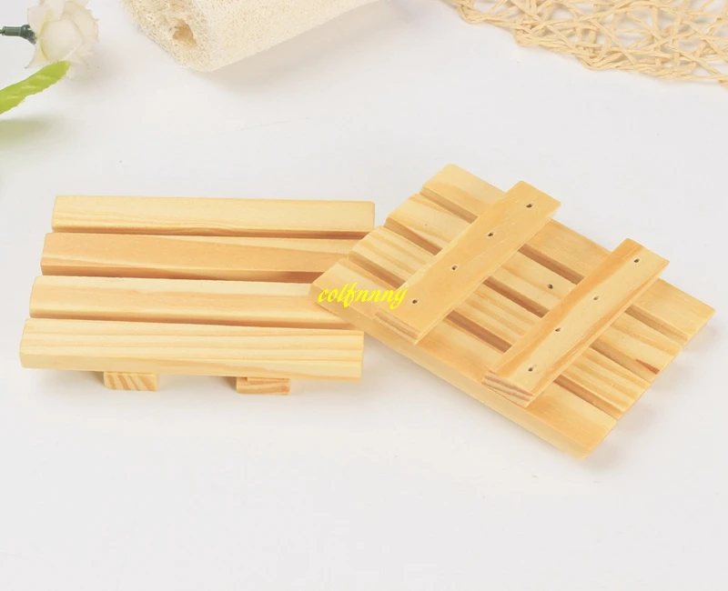 

300pcs/lot Fast shipping 9*7*2.5cm Wooden Soap Holder Dish Bathroom Shower Storage Support Plate Stand Wood Box Soap Dishes