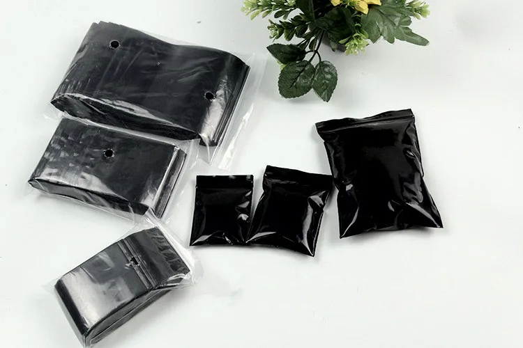 Dark Black PE Plastic Zip Lock Bag Resealable Lightproof Gifts Metal Tools Electronics Party Outside Portable Storage Pouches