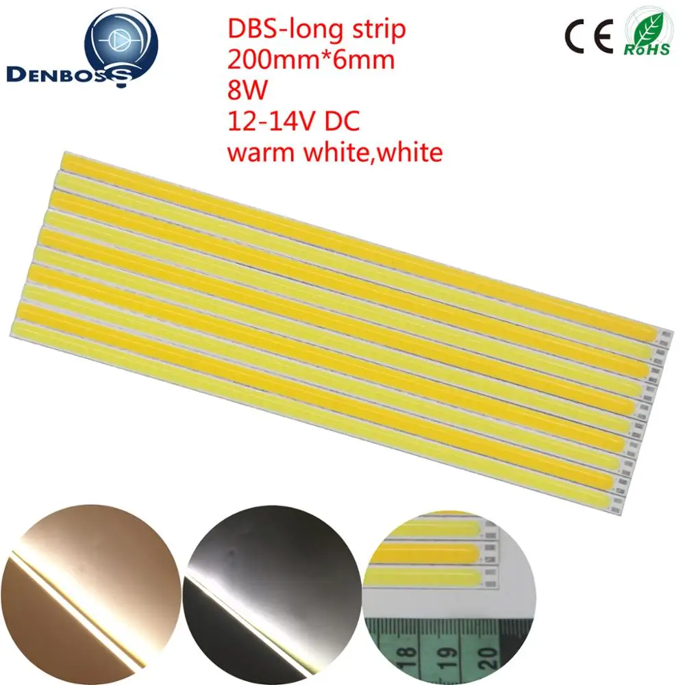 

5PCS 200mm 6mm 8W LED COB Strip LED Strip 12V DC Bar light Warm White for DIY auto Outdoor light COB Camping Lamp COB led source