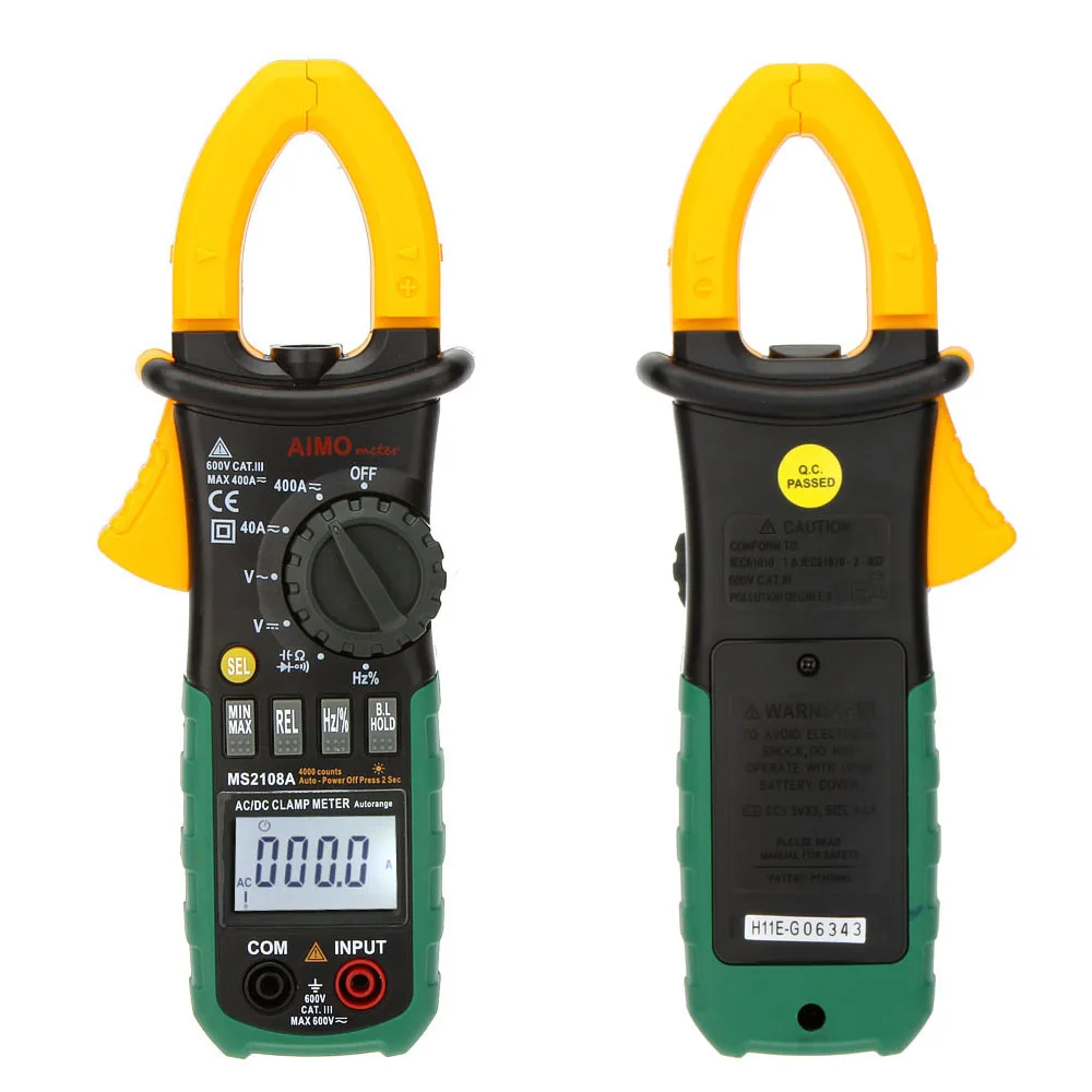 Multímetro Digital Braçadeira Medidor de Corrente Pinça ac dc Tensão Corrente Capacitor Resistência Tester Ms2108a