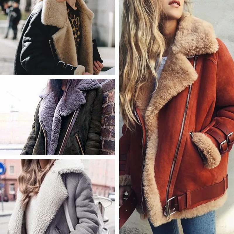 Autumn Winter Jacket Women\'s Fleece Coats Female Long No-Hooded Coats  Lamb Fur Warm Thick Large Sizes Women Jacket And Coats