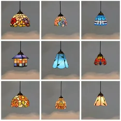 Lampy wiszące w stylu retro barwione oświetlenie szklane śródziemnomorskie lampy wiszące stara lampa do salonu kuchnia Home Decor oprawy