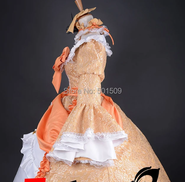 light orange lace VOCALOID  cosplay medieval dress Renaissance lace Gown queen costume Victorian /Marie Antoinette/ Belle Ball