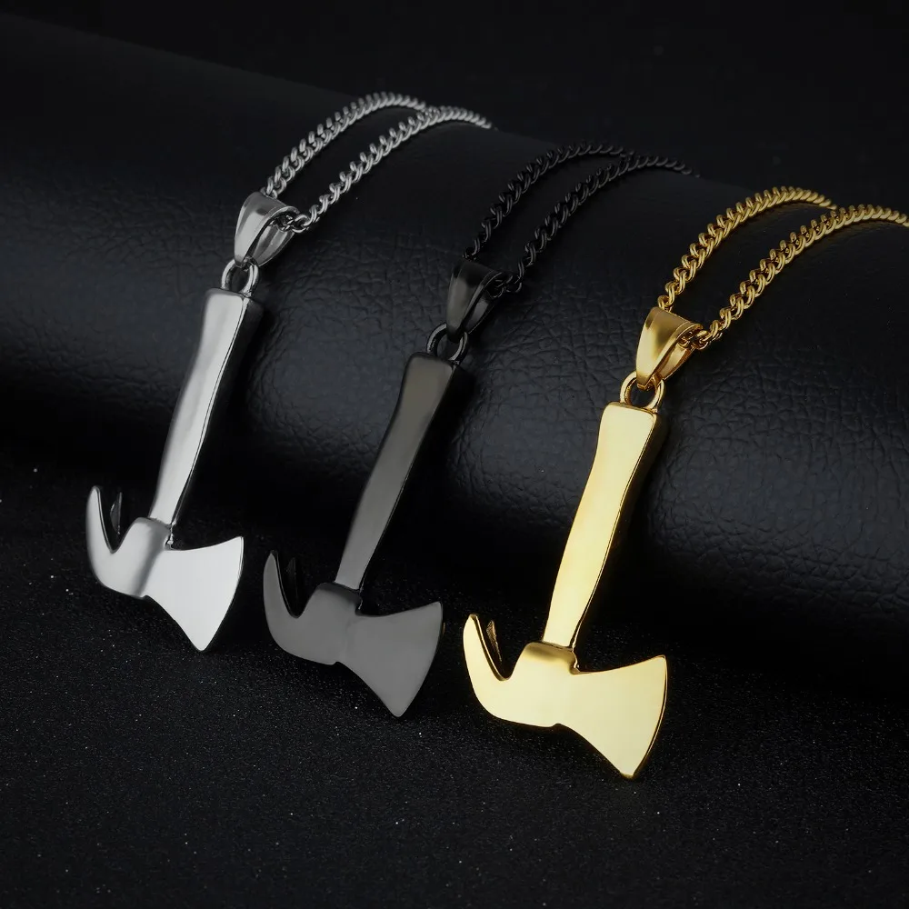 361L Stainless Steel Metal Firefighter Fireman Fire Axe Hatchet Pendant Necklace Punk Style Fashion Unisex Jewelry Gifts