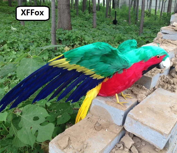 big real life wings parrot model foam&feather simulation green&red parrot bird gift about 45x60cm xf0295