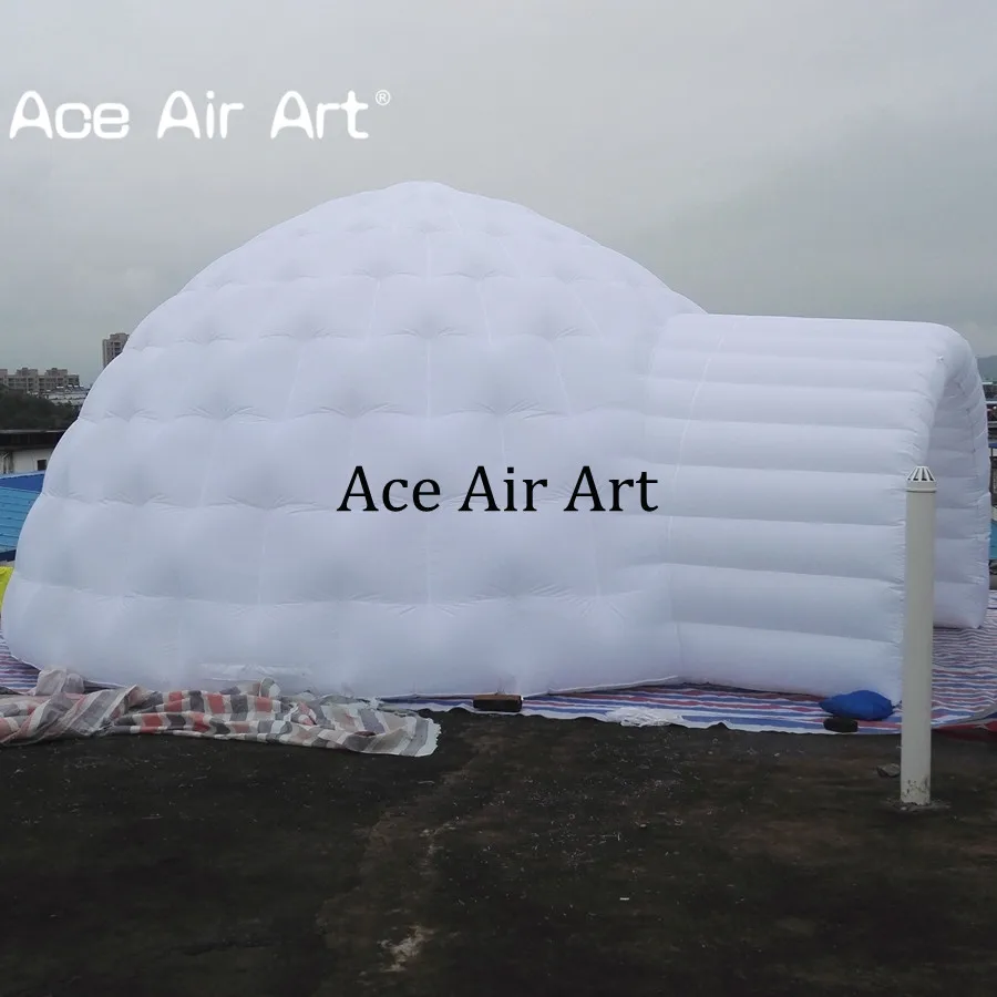 Tenda iglu de gelo inflável grande personalizada de 6m, duas portas, cúpula, tendão de telhado para exposição, feita na China