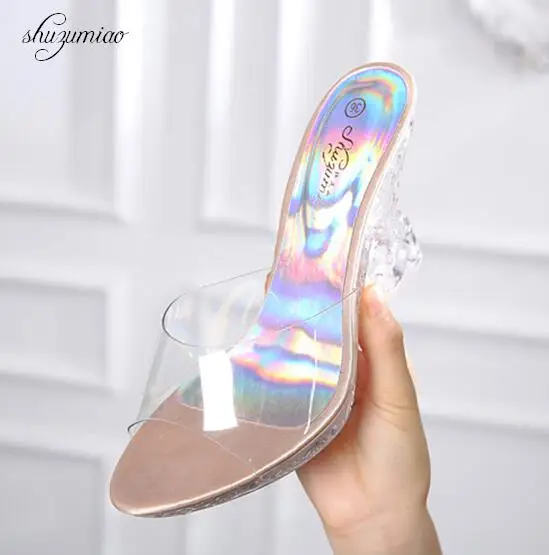 Women Slides 2019 Slippers Platform Sandals Summer Bling Beach Slides Flip Flops Comfortable Strange Style High Heel Shoes