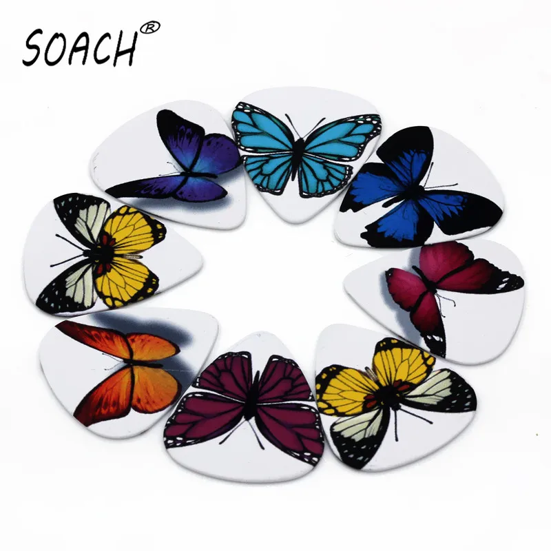 SOACH 50PCS 0.46mm Hot sale exquisite high quality two side earrings pick DIY design  butterfly  pick guitar picks