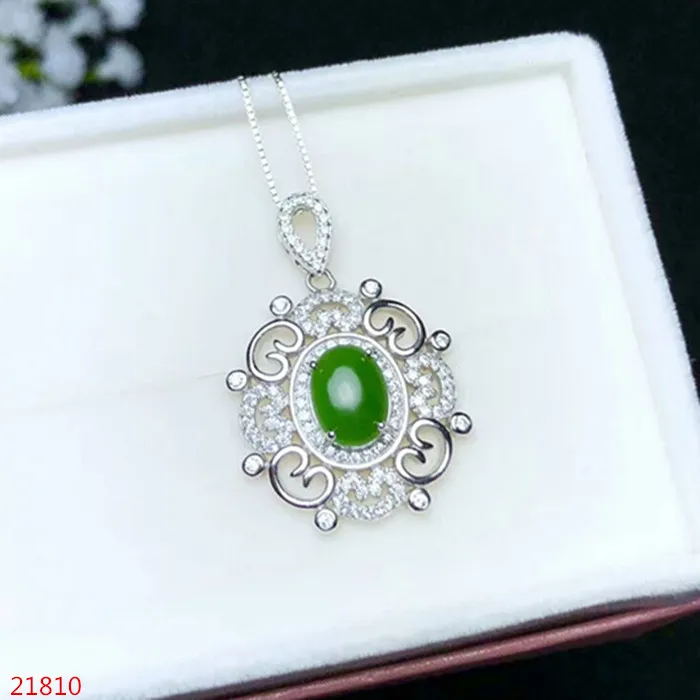 

KJJEAXCMY boutique jewels женская подвеска из чистого серебра 925 пробы с натуральным нефритом + ожерелье
