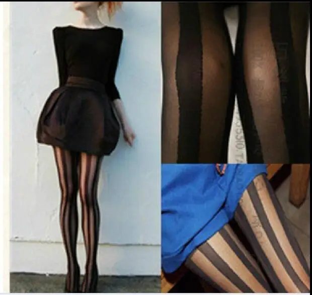 

3pcs Ms spring vertical stripes tights core-spun sexy tights pantyhose