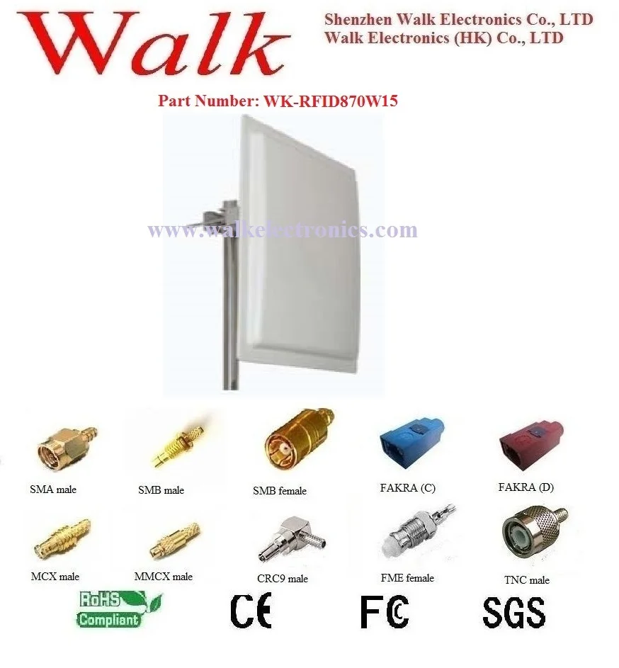 

UHF RFID antenna: 865-875MHz, 12-15dBi, Linear or Circular Polarization