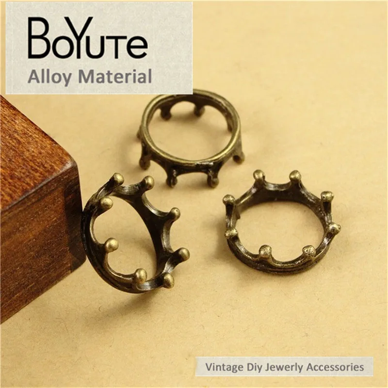 BoYuTe (100 Pieces/Lot) 17MM Diy Accessories Parts Antique Bronze Plated Zinc Alloy Crown Charms Pendants for Jewelry Making