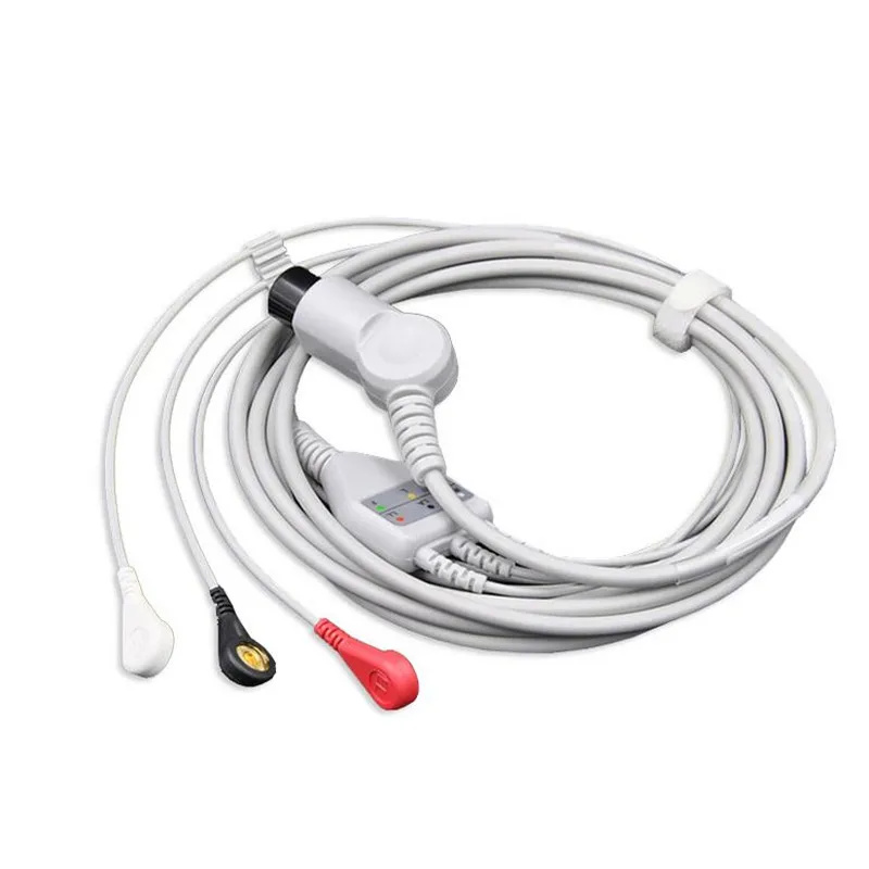 Compatible for Mindray PM7000 PM8000 Goldway 6 Pin Patient Monitor ECG Cable 3 Leads , ECG Cable and Leadwire Snap End,AHA,TPU