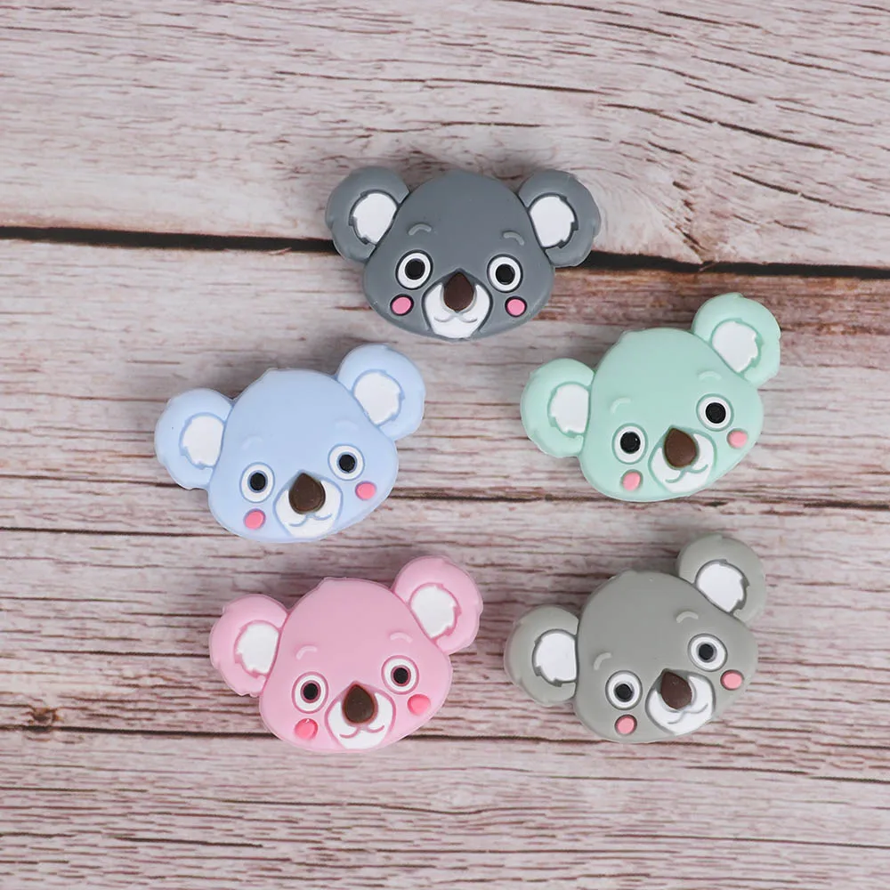 TYRY.HU 5pc/lot Cartoon Silicone Koala Animal Teething Beads DIY Accessories Baby Product Teething Necklace Food Grade Baby Bead