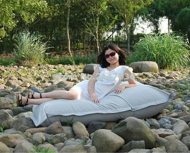 Outdoor indoor waterproof fabric oversized square sitting puffs bean bags without beans in white