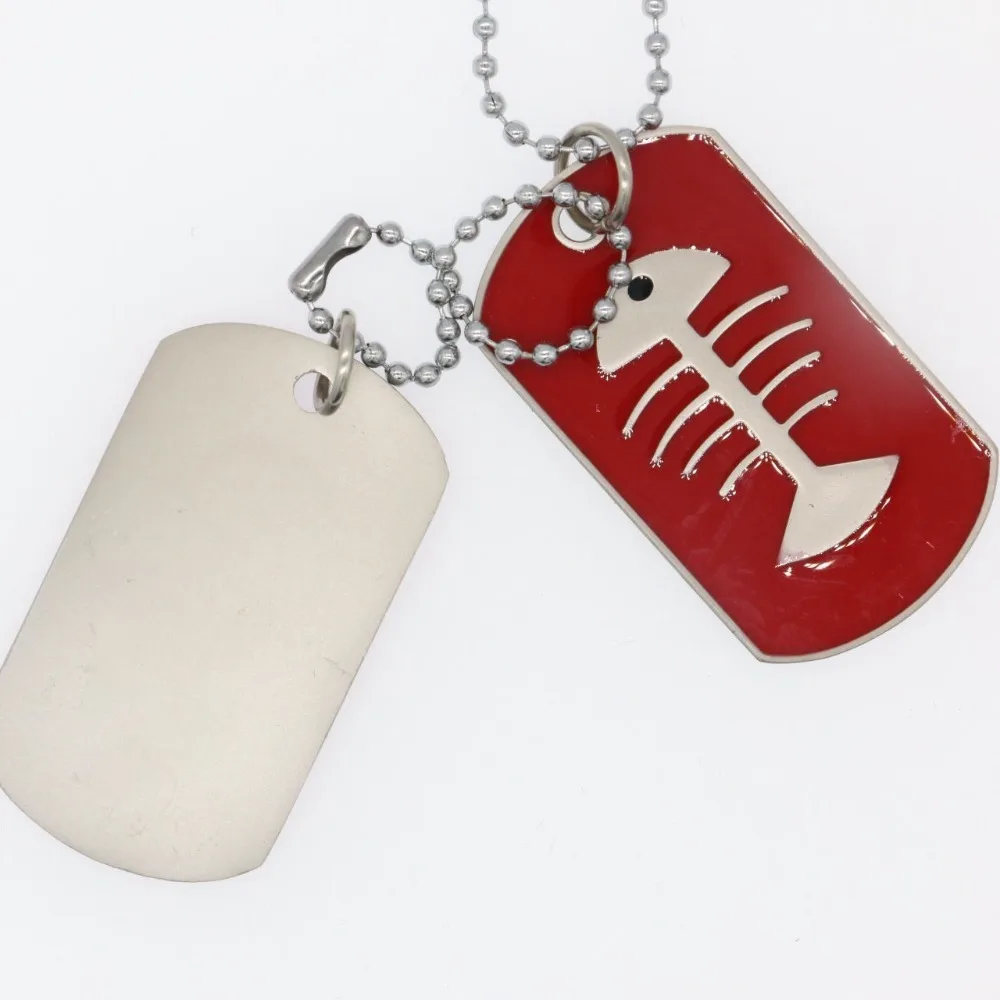 

metal dog tag with ball necklace fish bone rectangular dog tag