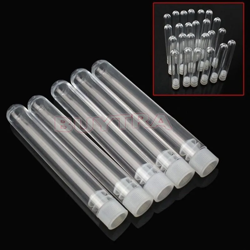 20 PCS Plastic Test Tube With Plug Clear Like Glass Wedding Favor Tubes Party Favour Chemistry Laboratory Supplies 12x75mm