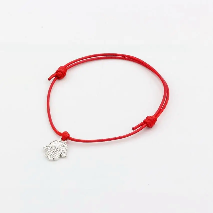 12Pcs Mixed Kabbalah Hamsa Hand Star OF David Charms Red Color Wax Rope Adjustable Bracelets S112L33