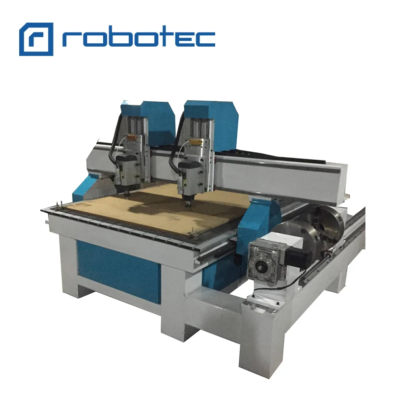 high quality! double heads 3.0kw air cooled spindle 1325 1530 3d wood cnc router, 4 axis cnc milling machine