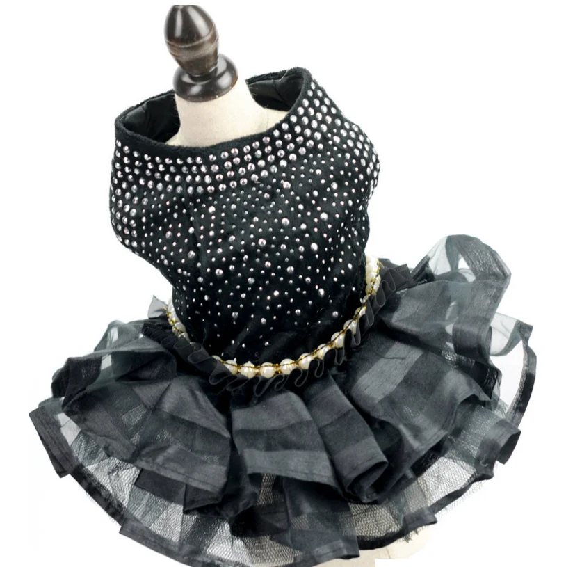 Sexy Black Tulle Dog Dress, Bling Wedding Layer Skirt, Pet Puppy Dresses, XS S, M, L, XL, New