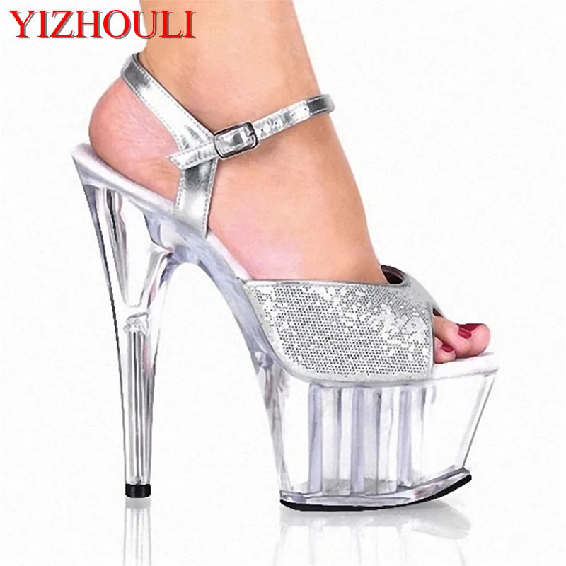 

Glitter sexy crystal 15cm high-heeled fashion shoes sandals plus size shoes 6 inch Hand Made High Heel Shoes sexy Crystal shoes