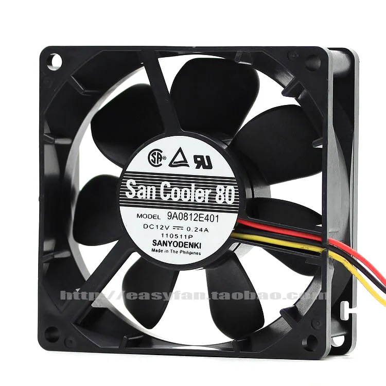 

NEW SANYO DENKI SAN ACE 8025 12V 0.24A 9A0812E401 high air volume cooling fan