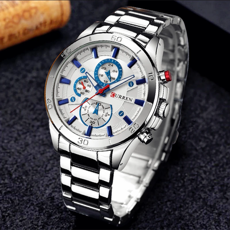 Hot Fashion Full Stainless Steel Watches Top Brand CURREN Casual Mens Watch Analog Sport Wristwatch Quartz Clock