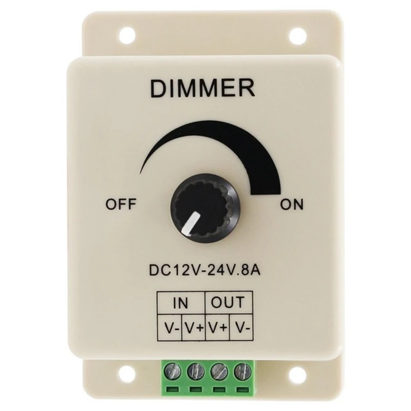 LED Dimmer Switch DC 12V 24V 8A Adjustable Brightness Lamp Bulb Strip Driver Single Color Light Power Supply Controller