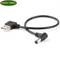 Left Angled USB 2.0 Male to 5.5mm x 2.1mm DC power Plug Barrel 5v Cable 1ft