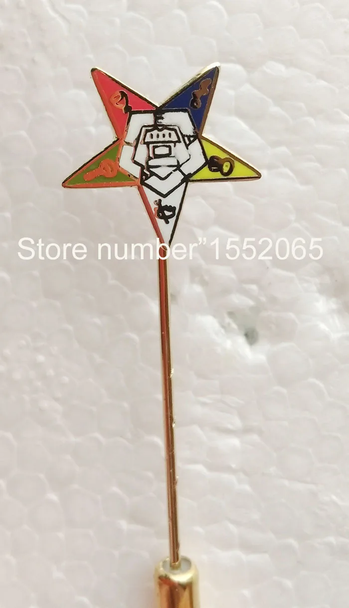 Eastern Star Logo masonic mason freemasonry lapel pin emblem with long pin fitting