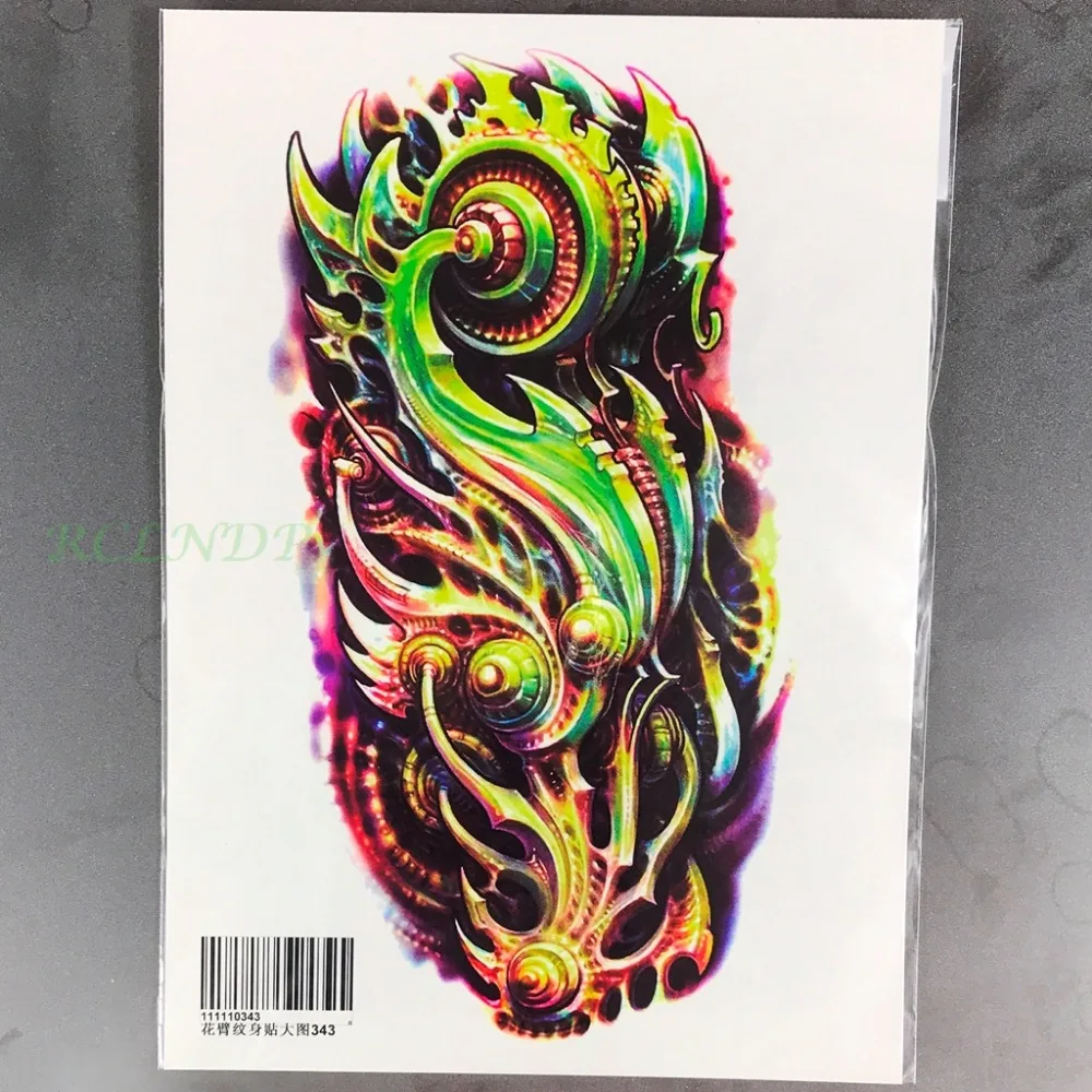 Waterproof Temporary Tattoo Sticker inflexible robot arm totem tatto stickers for men's flash tatoo fake tattoos