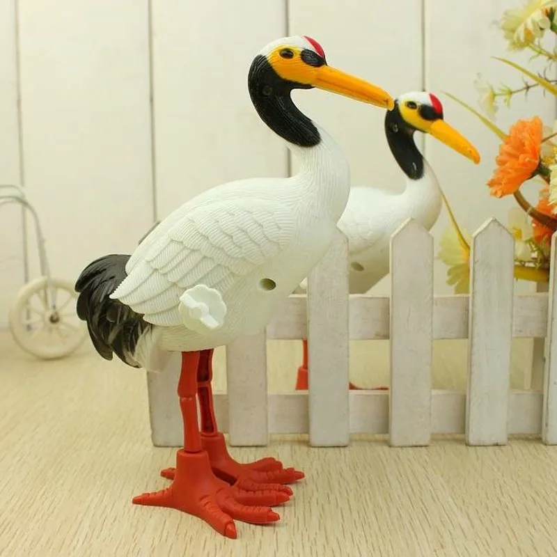 Winding Toy New Strange Children Toys Realistic Modelling Of Red-crowned Cranes On The Spring Boys Plastic Animal Shape Kids