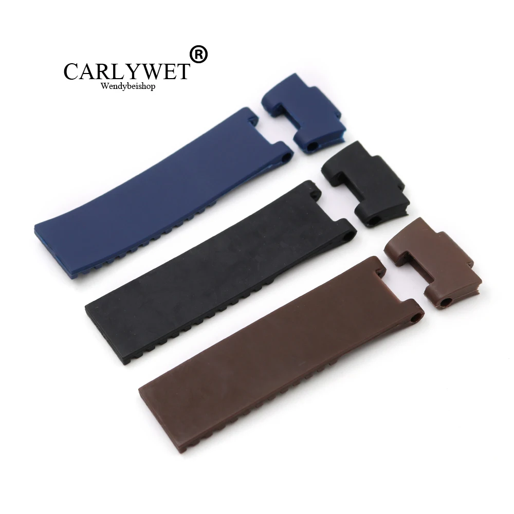 CARLYWET 25*12mm Wholesale Black Brown Blue Waterproof Silicone Rubber Replacement Wrist Watch Band Strap Belt For Ulysse Nardin