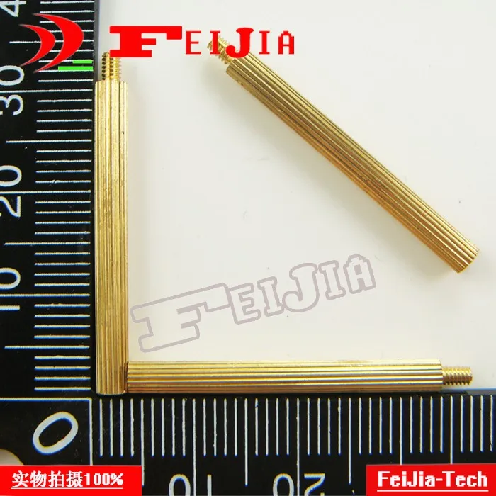 50PCS M2*30+3 Monitoring security copper pillars M2 30mm knurled Hardware Fasteners Boltsbrass spacer