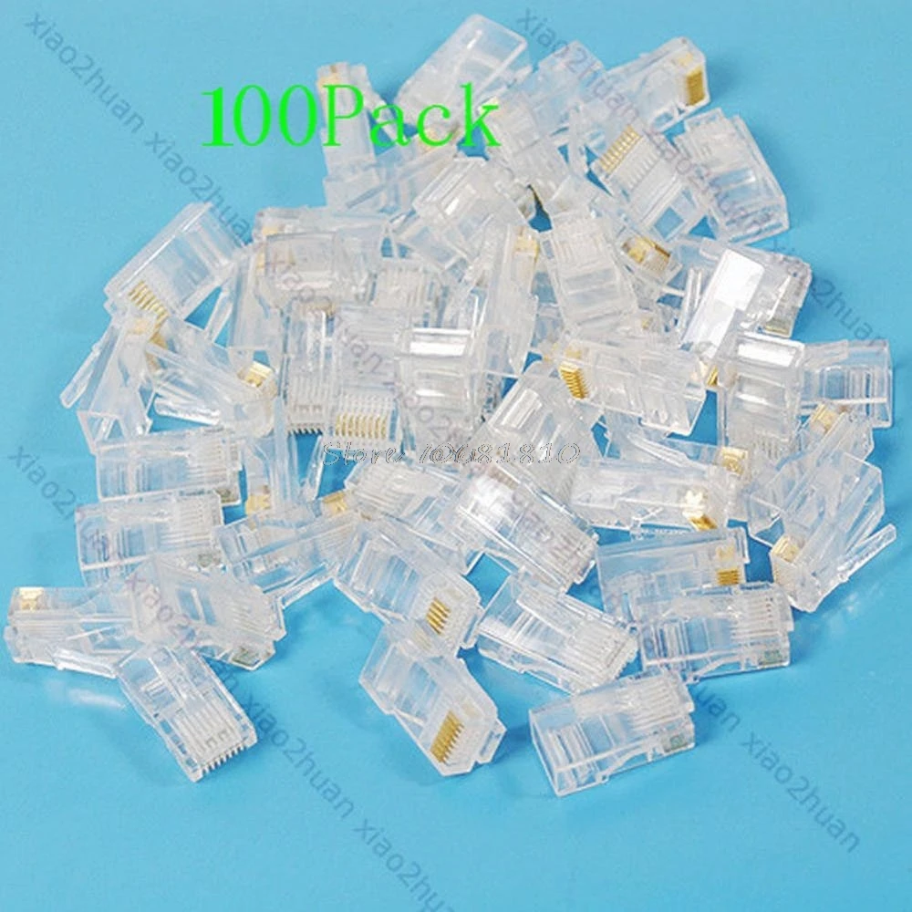 NEUE 25/ 100/200/500PCS Gold überzogene RJ45 Net Netzwerk Modulare Stecker Cat5 CAT5e Stecker 8P8C utp unshielded Modulare Rj45 Stecker