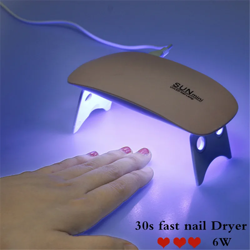 6W Witte Nageldroger Machine UV LED Lamp Draagbare Micro USB-kabel 30s Droger Nagel UV Gel Vernis Droger 3 LEDS Lamp Nail Art Gereedschap