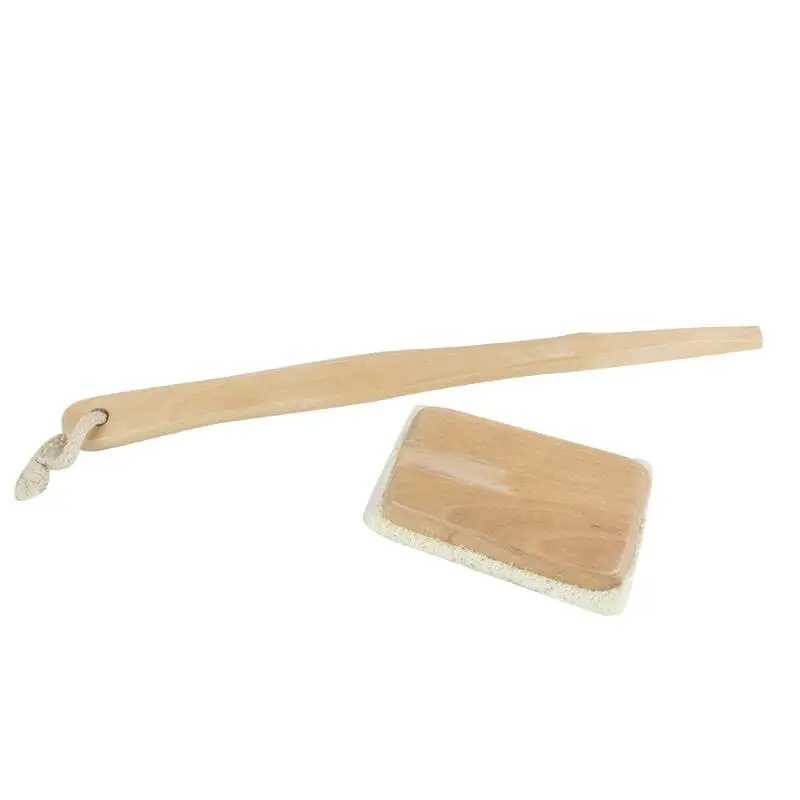 Long Detachable Wooden Handle Natural Loofah Brush Exfoliating Dead Skin Body Scrubber Back Brush LX7504